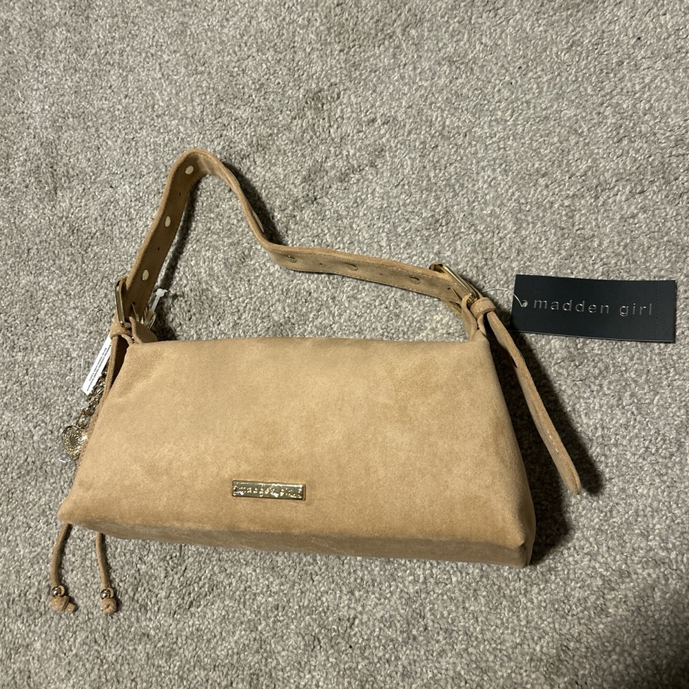 Madden Girl Tan Suede  Festival Shoulder Bag - Picture 2 of 8